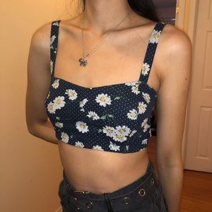 Floral Open-Back crop top